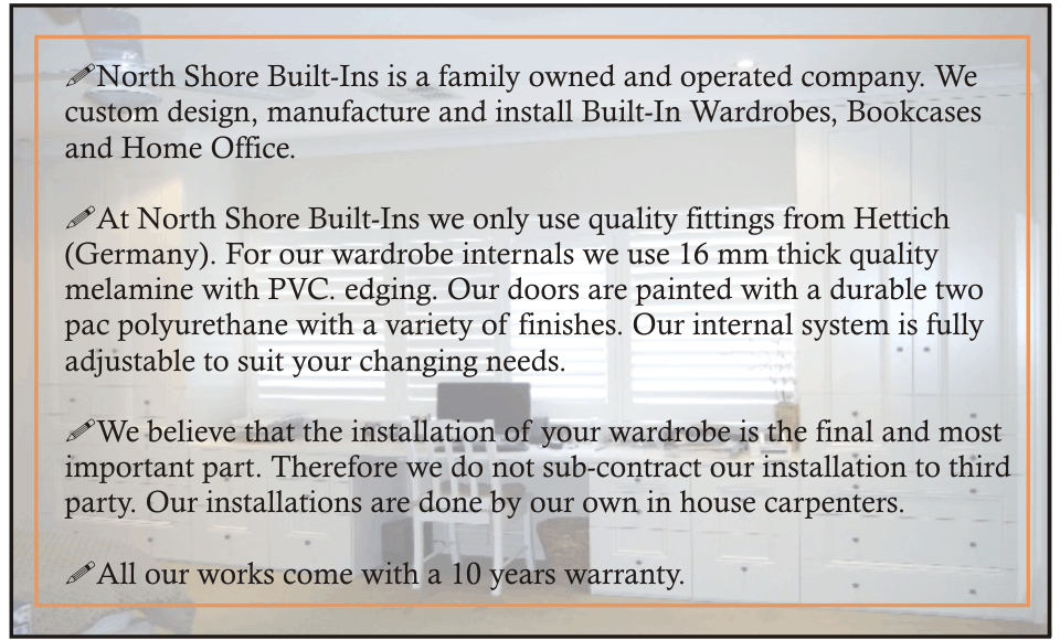 Custom Designed North Shore Builtins Wardbrobes